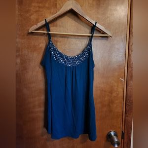 Y2K Sequin Teal Tank Top